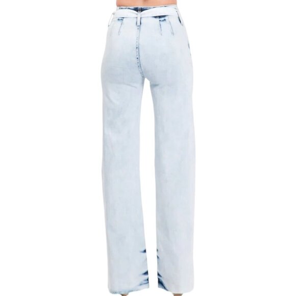 Uniq by Litz Acid Light Wash High Rise Wide Leg Jeans - Picture 3 of 14
